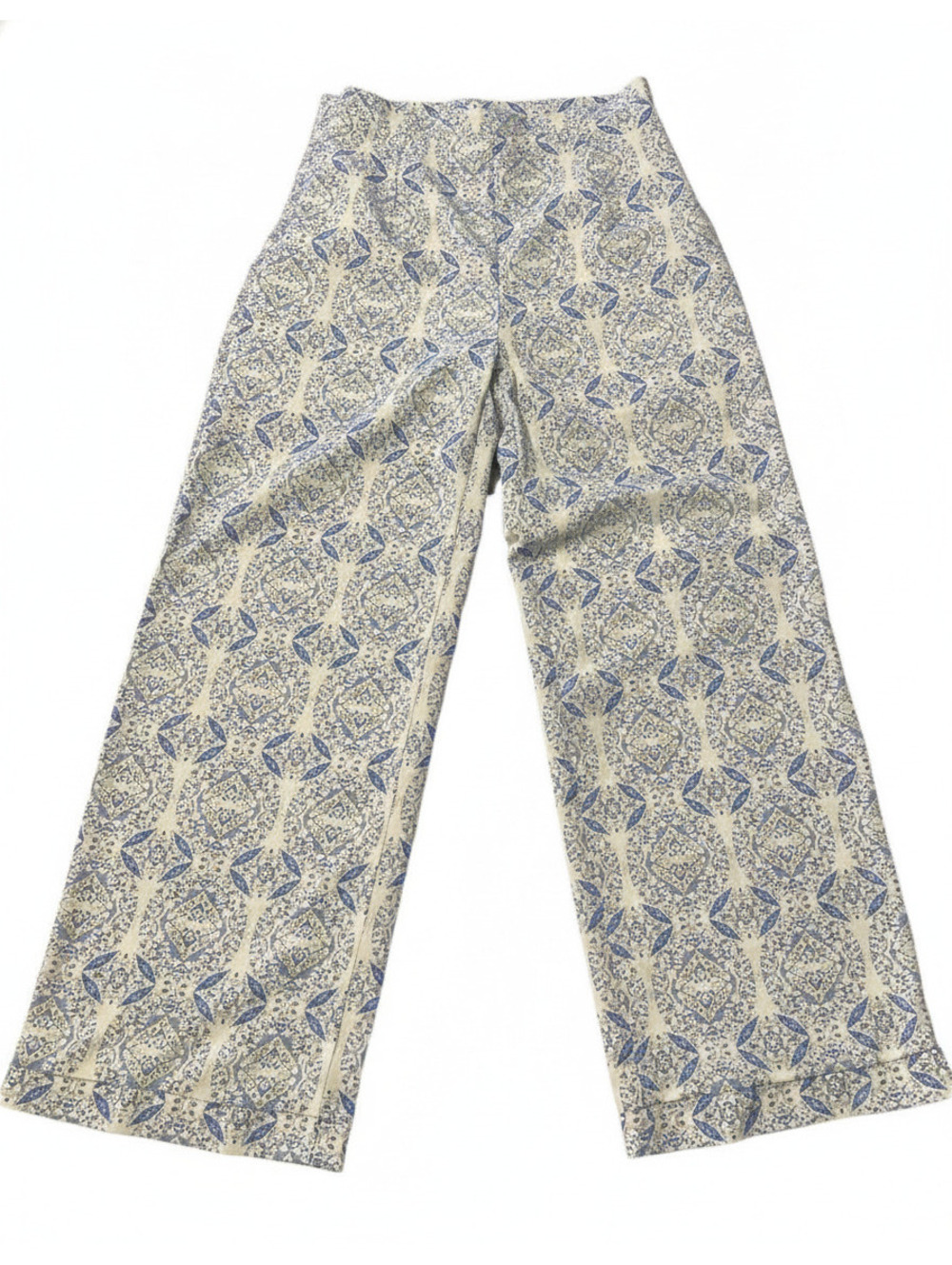 Shein Blue and White Patterned Wide Leg Pants Size M